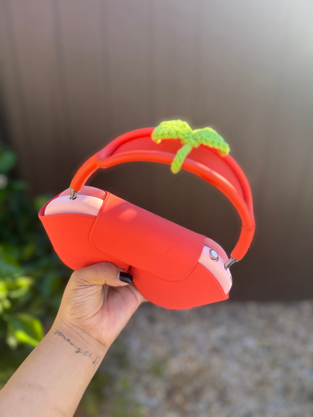 Crochet Leaf Headphone Accessory | Cute Headset Topper | Cozy Gamer Desk Decor