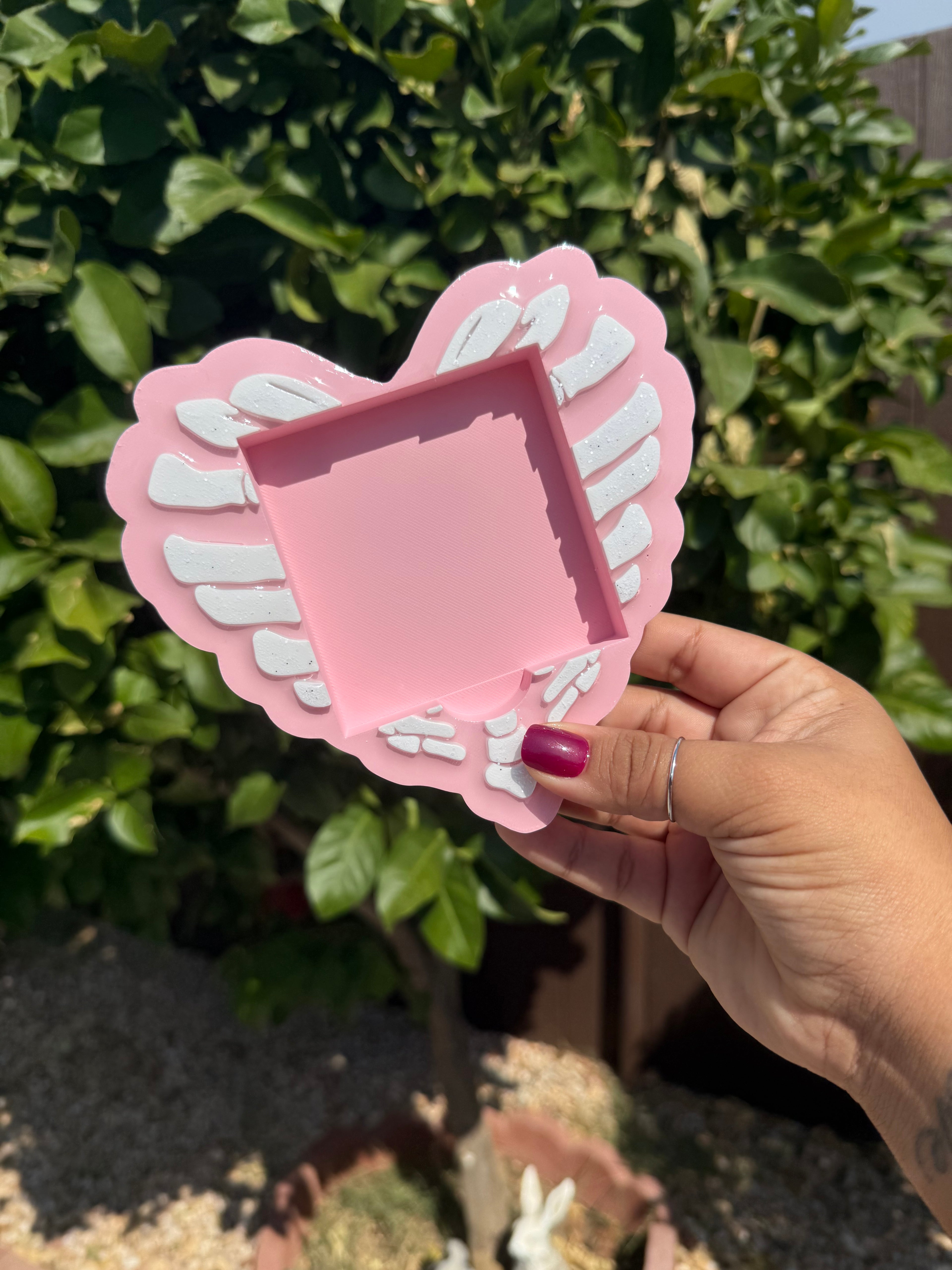 Pink Heart Skeleton Sticky Note Holder