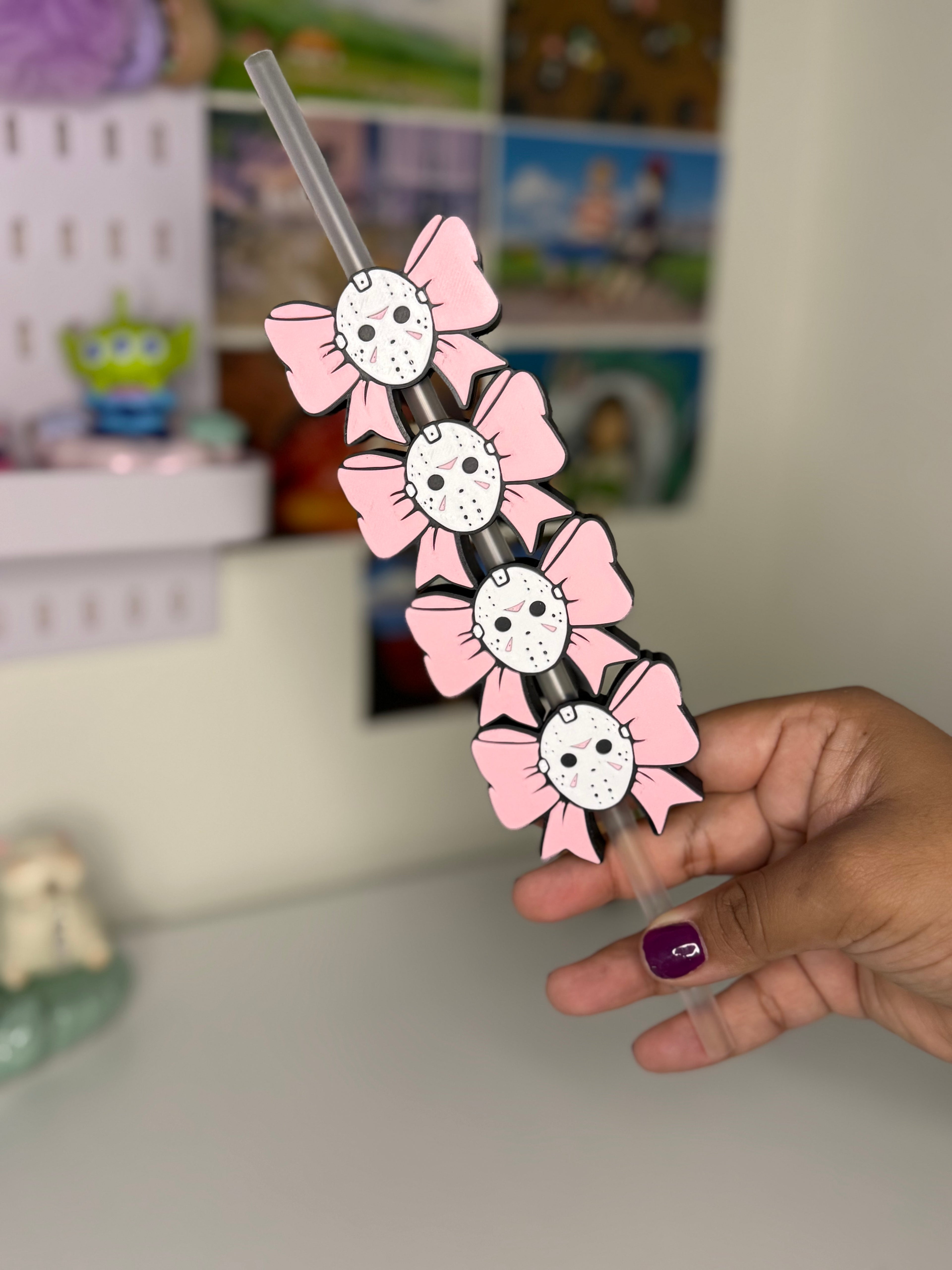 Jason Pink Bow Straw Topper