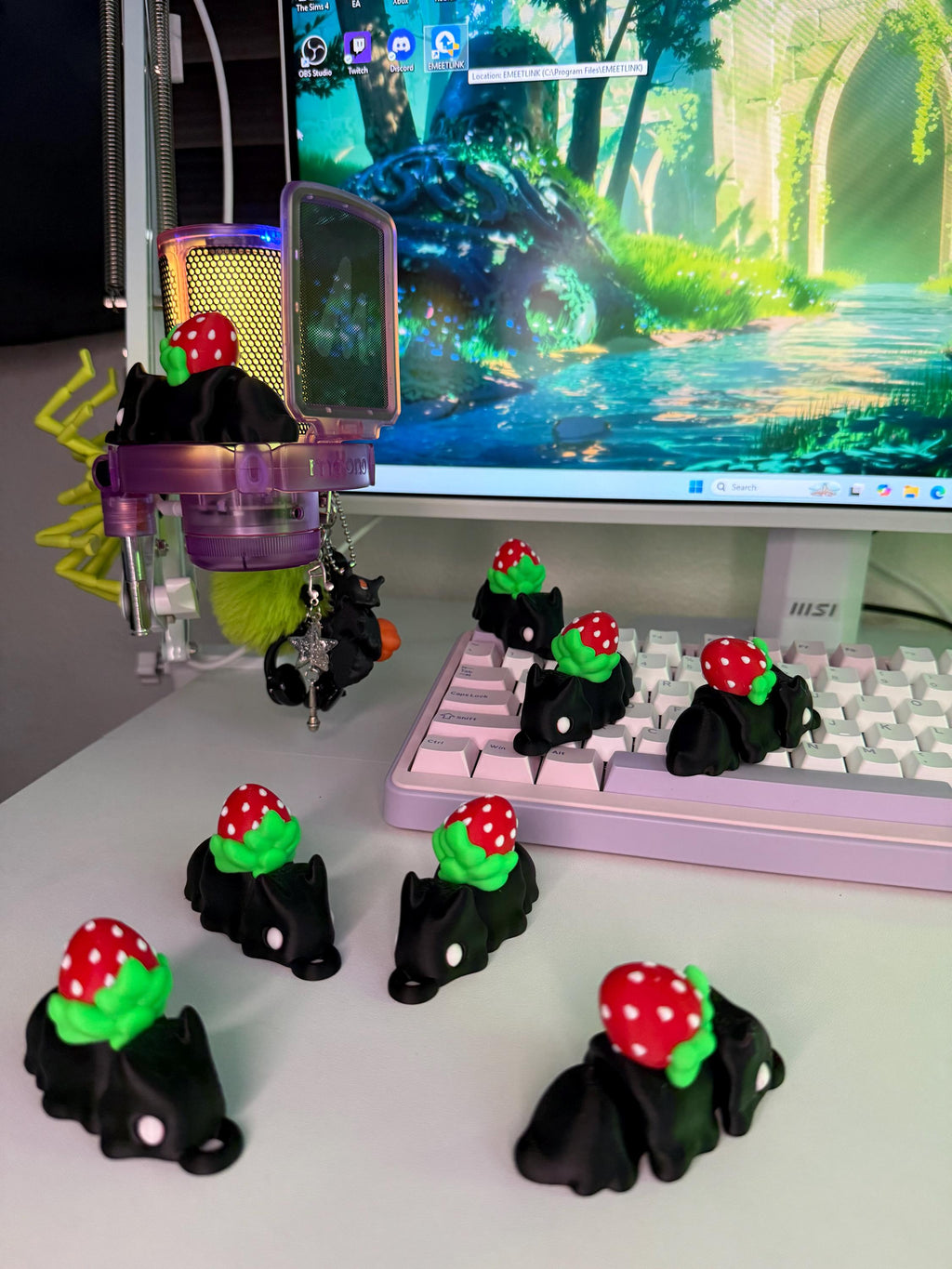 Berrybloom Snailings — Strawberry Shell Snail Keychains