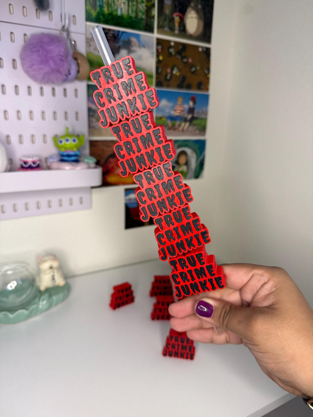 Cozy Crime Junkie Cup Topper | Cute Straw Decoration for Crime Fans