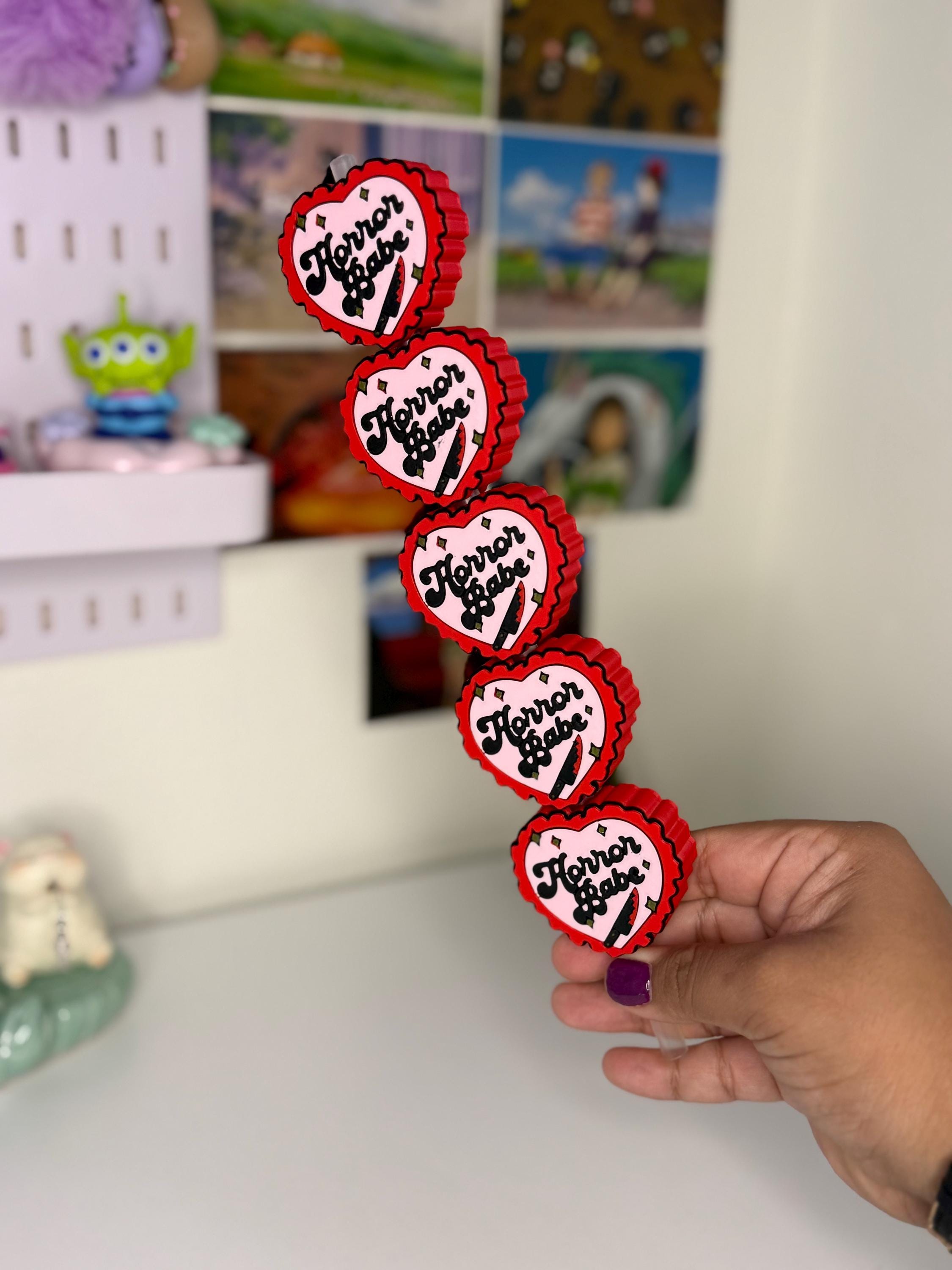 Horror Heart Straw Topper | Cute Girly Horror Cup Charm | Slasher Aesthetic