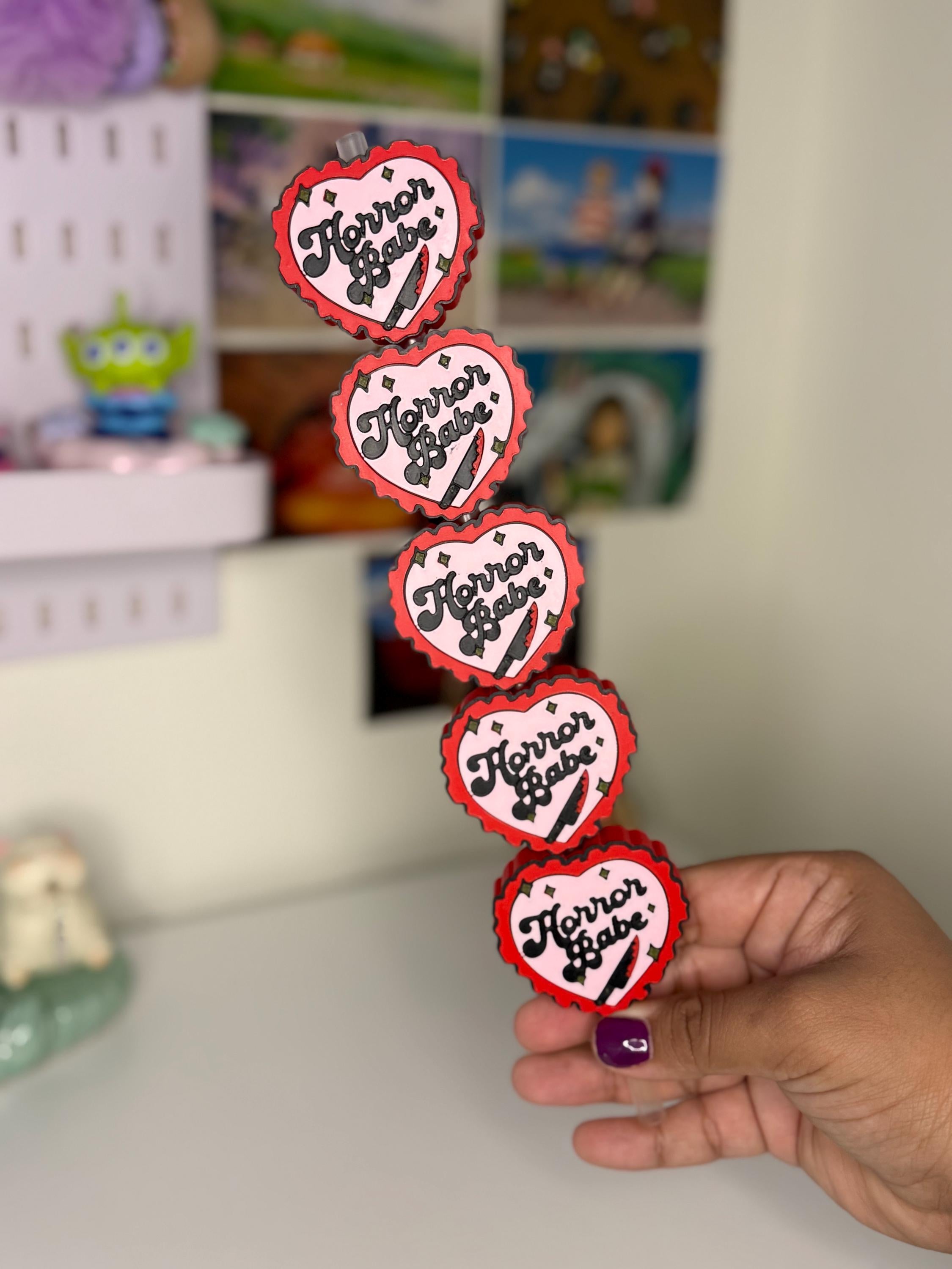 Horror Heart Straw Topper | Cute Girly Horror Cup Charm | Slasher Aesthetic