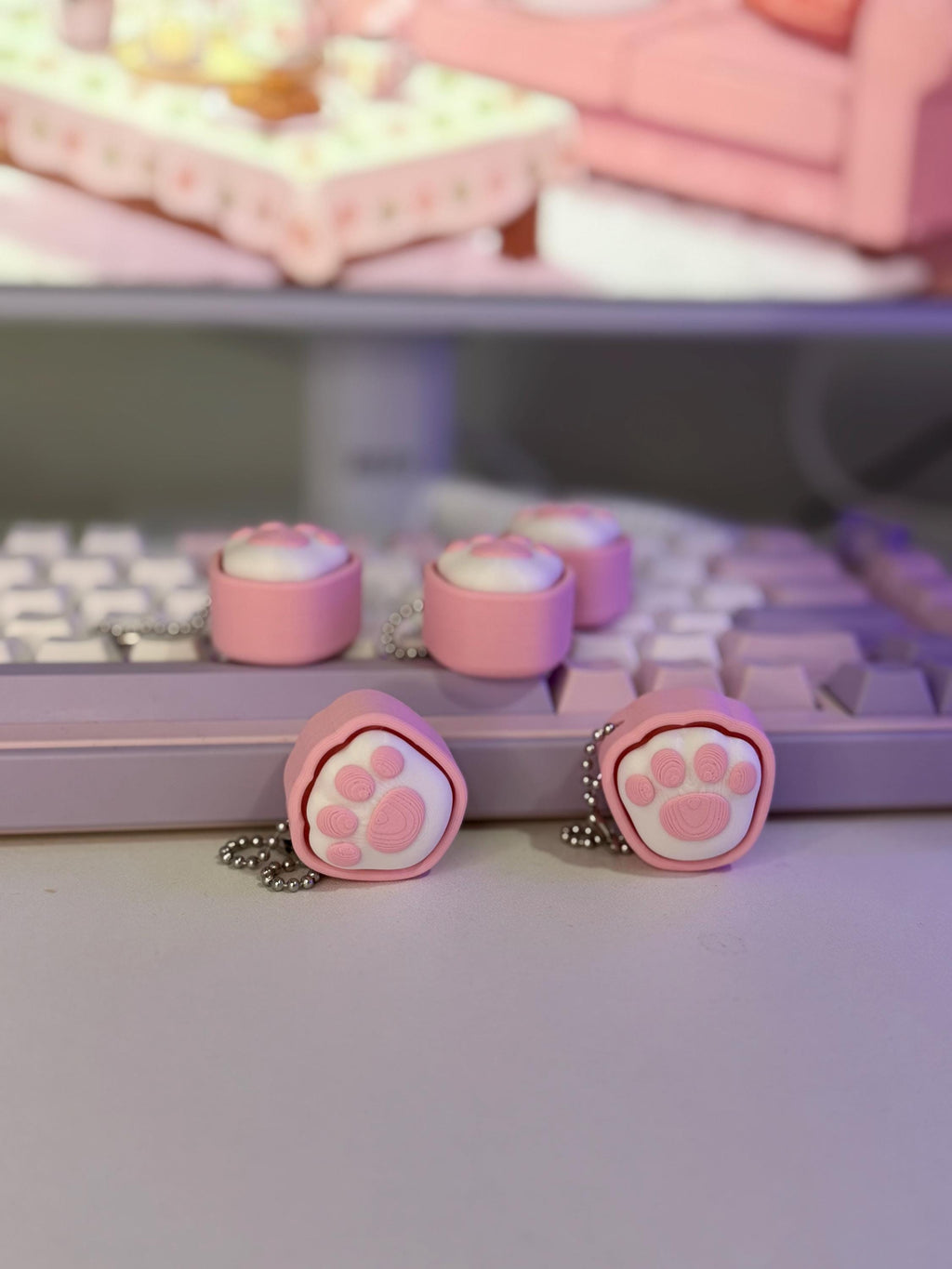 Cat Paw Clicker Keychain | Cute Stress Relief Fidget | Kawaii Anxiety Clicker | Desk & Bag Accessory